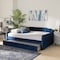 Baxton Studio Lennon Modern and Contemporary Navy Blue Velvet Fabric Full Size Daybed with Trundle 186-11467-Zoro - alternate 3